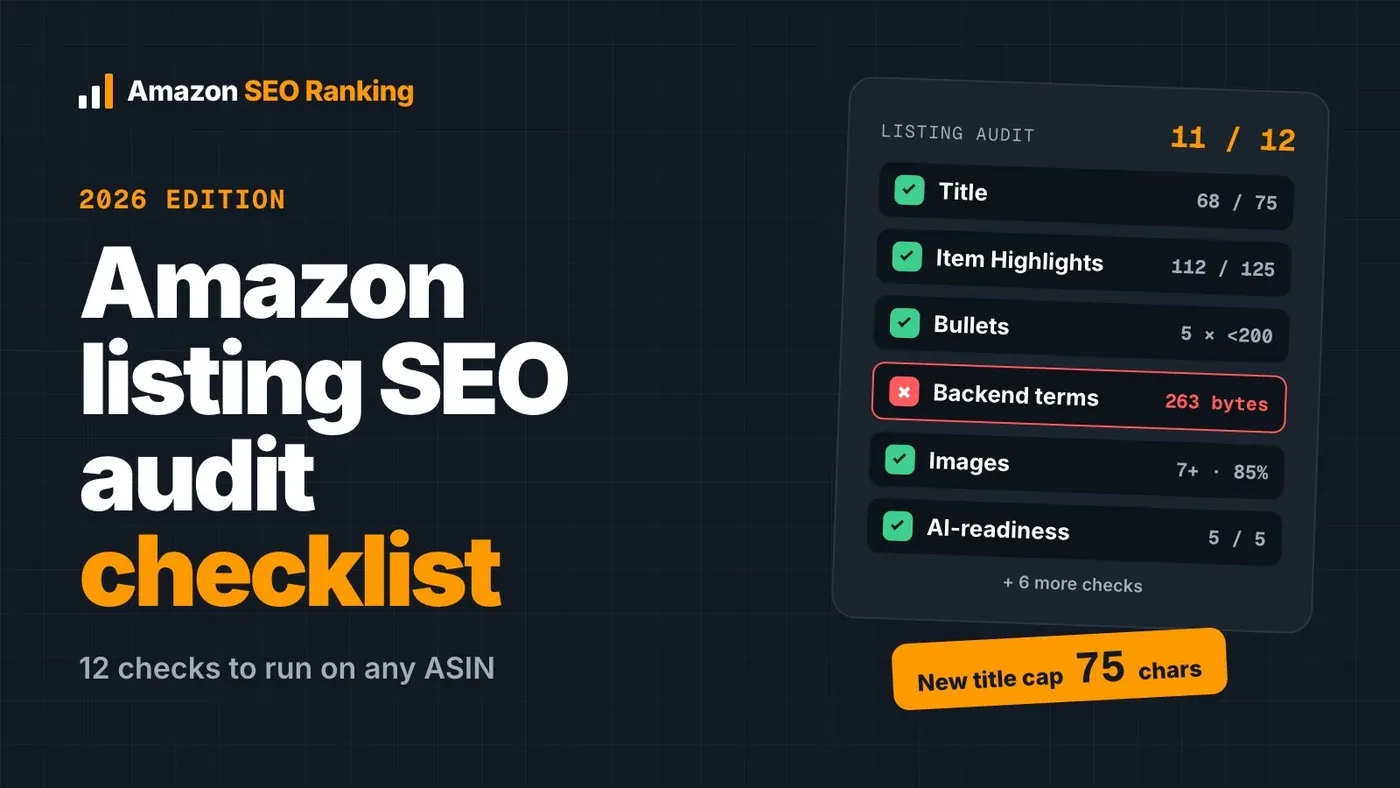 Amazon listing SEO audit checklist 2026: 12 checks to run on any ASIN, including the new 75-character title cap