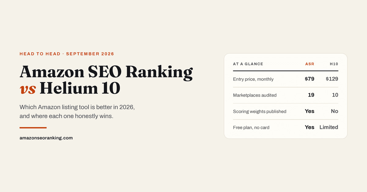 Amazon SEO Ranking vs Helium 10