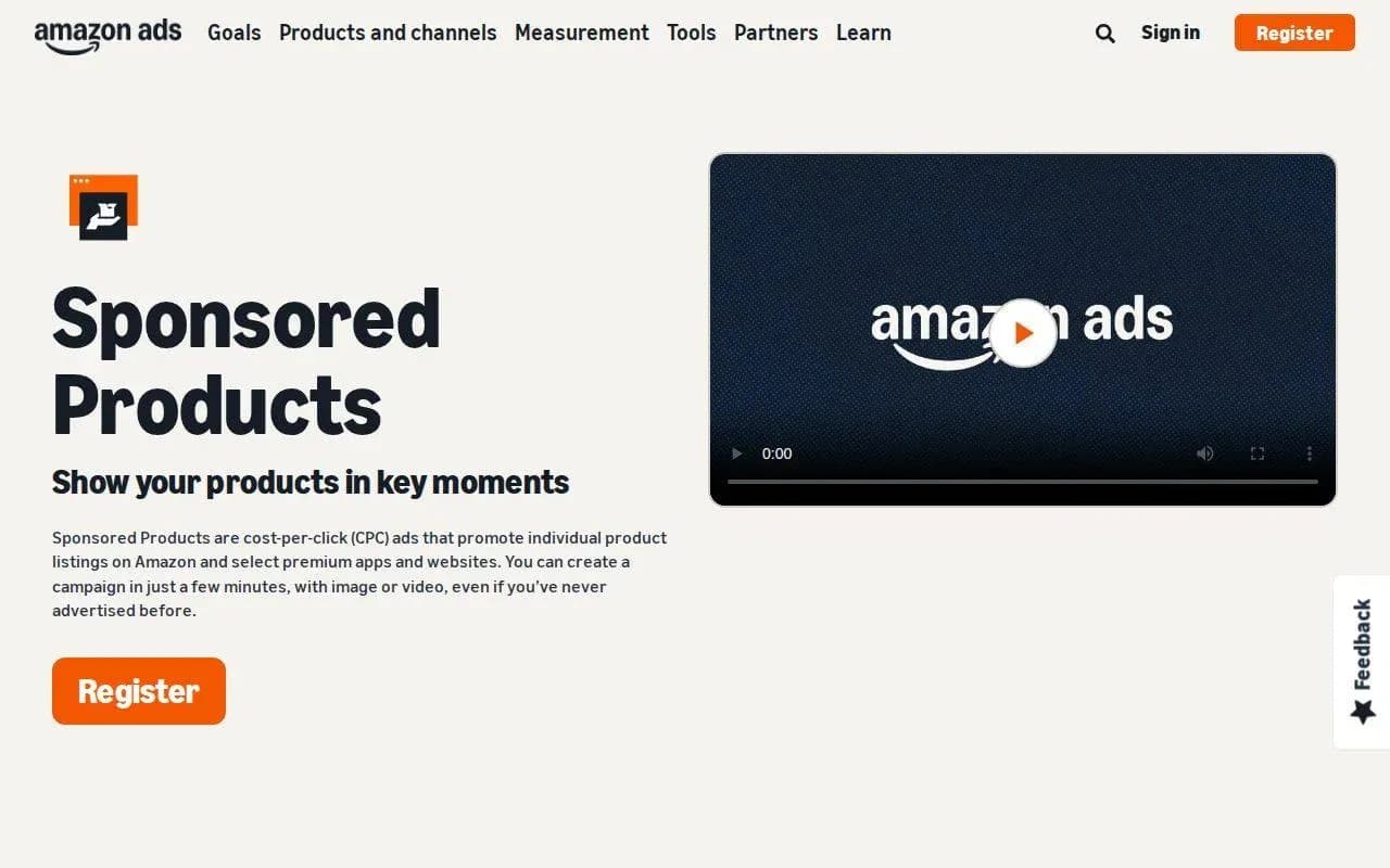 Amazon Ads Sponsored Products page