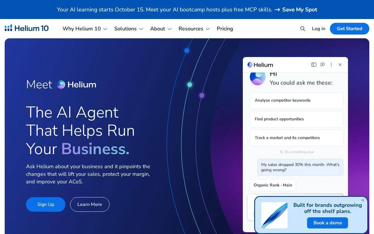 Helium 10 homepage