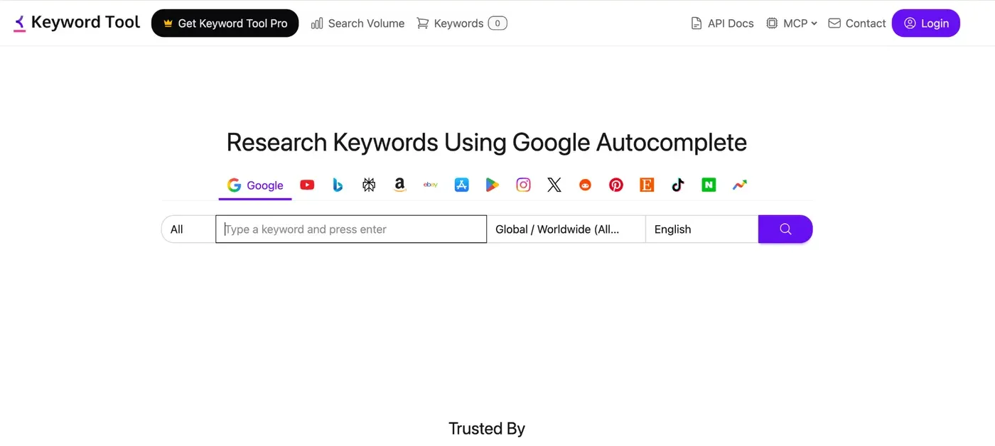 Keyword Tool homepage