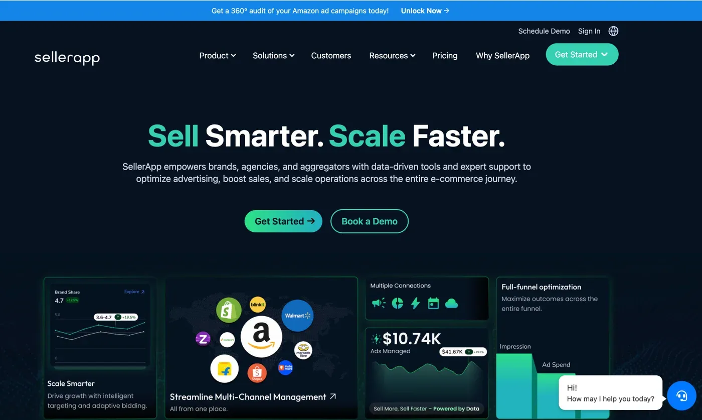 SellerApp homepage