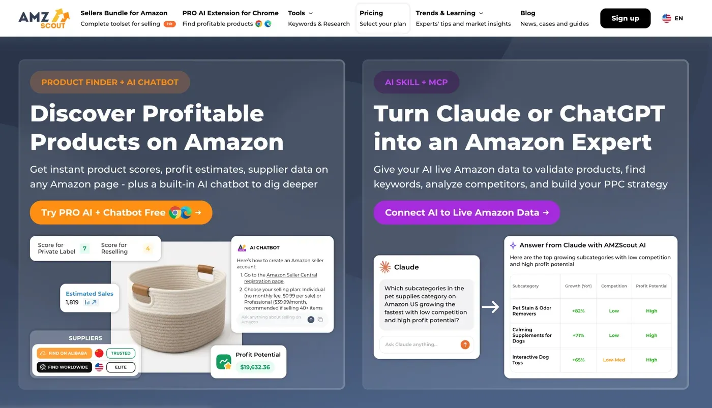 AMZScout homepage