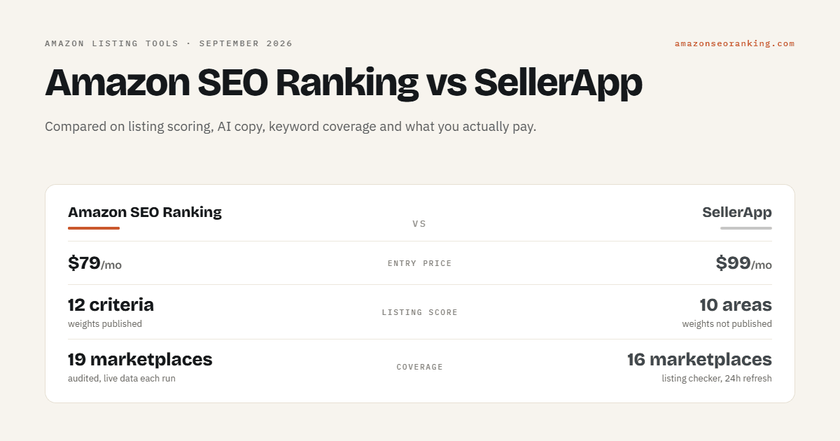 Amazon SEO Ranking vs SellerApp